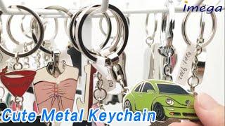 Laser Engraving Cute Metal Keychain Color Filling Zinc Alloy Four Leaf Clover Shape