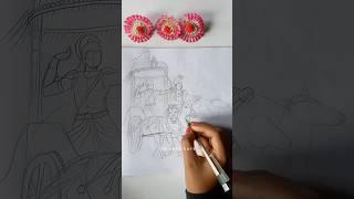 Tutorial: Mahabharat drawing Krishna Arjun|| #shorts