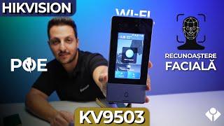 Videointerfon cu recunoaștere facială, PoE, Wi-Fi și cititor card | Hikvision DS-KV9503-WBE1