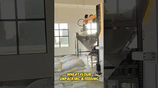 Wheat flour unpacking & feeding  #palletizer #automation #depalletizing #columnpalletizer #robot