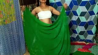 Green saree | saree draping ️ |