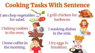 Cooking Task with sentences | Action Words For Beginner | English Sentences | Kitchen Vocabulary