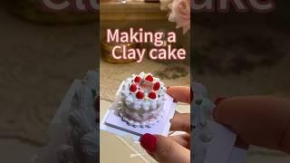 Crafting a tiny treasure! A mini clay cake with strawberries & pearls.  #MiniCakeMagic #clayart