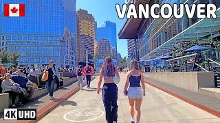  【4K】️ Downtown Vancouver BC, Canada. Amazing sunny day.  Relaxing Walk. August 2024.