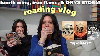 Reading Fourth Wing, Iron Flame, & Onyx Storm ️| spoiler reading vlog 