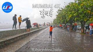 Serene Walk in the Rain at Marine Drive, Mumbai 【4K HDR】