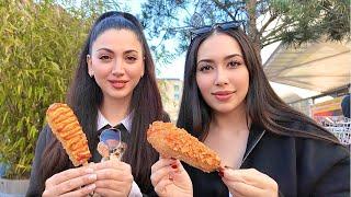 We Tried Korean Corn Dogs -  رفتیم برای اولین بار کورن داگ کره ای امتحان کردیم