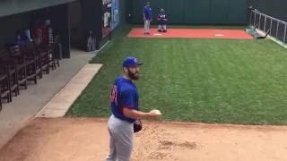 Jake Arrieta calls out heckler during a bullpen session in Philadelphia