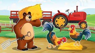 Farmer Hardwork: Farmer Bear Transports Chickens to New Coop by Truck | Vehicles Farm Animated