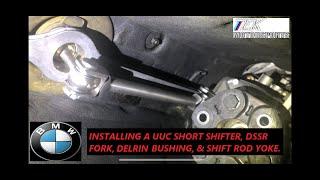 BMW E46 330i UUC short shifter, DSSR rod, Delrin bushing install.