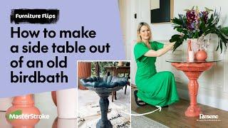 Furniture Flips - How to make a side table out of an old birdbath