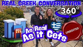 Learn Greek while walking in a Greek mall in 360  degrees  ~  Greek comprehensible Input 360 VR