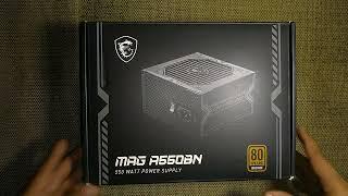 Unboxing MSI mag A550bn 550 watt 80 plus bronze certified gaming power supply.