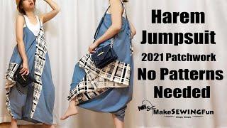 How to sew sleeveless harem jumpsuit | Patchwork | sewing |Quilting tutorial | Tuto couture |재봉