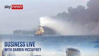 Tanker and cargo ship on fire after colliding in North Sea | Business Live with Darren McCaffrey