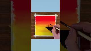 Easy sunset painting - Watercolor painting