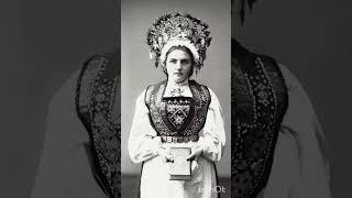  A Norwegian woman wearing a traditional bridal crown, c. 1890s-1910s