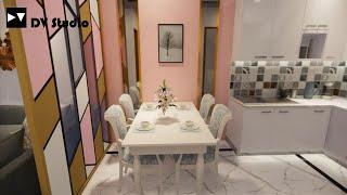Kitchen + Dining area Interior  | 25x30 House Plan || DV Studio