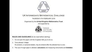 UKMT Intermediate Maths Challenge 2016