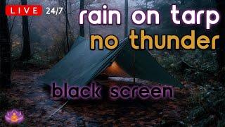  [LIVE 24/7] Rain on Tarp No Thunder | Rain Ambience | Rain Sounds for Sleeping [Black Screen]