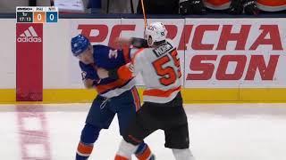 Samuel Morin Suprises whole arena after fight with Ross Johnston Philadelphia Flyers at NYI