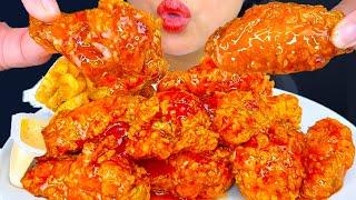 SWEET N SPICY FRIED CHICKEN WINGS & CAJUN FRIES | ASMR | MUKBANG | EATING SOUNDS