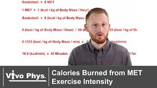 Calories Burned from MET Exercise Intensity Example Calculations