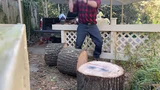 Free firewood and splitting big oak rounds