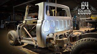 Roof chopping, customising and stretching the back of the cab - 64 Toyota Stout build.