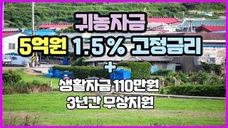 귀농자금 5억원 1.5% 고정금리,생활자금 110만원 3년간 무상지원,지금 빨리 신청하세요!,농업창업,귀농귀촌,영농창업자금,청년후계농,청년창업농,청년농부