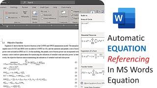 How to Create, Number Equation in Word and Cross Refer Equation Number Only