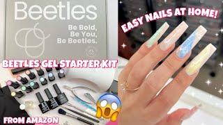 TRYING BEETLES GEL POLISH STARTER KIT FROM AMAZON | EASY GEL EXTENSIONS | NAIL AT HOME LIKE A PRO