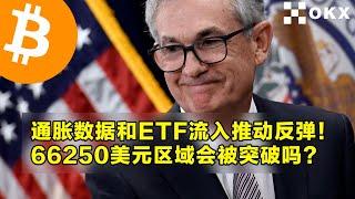 通胀数据和ETF流入推动反弹！66250美元区域会被突破吗？现货比特币ETF市场资金流入扩大。 | 加密货币交易首选OKX