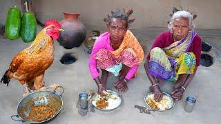 PAPAYA COUNTRY CHICKEN Cooking by Tribe Grandmothers in Santali Tribal Village Cooking Style