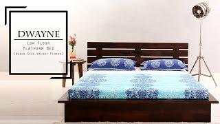 Beds without Storage: Dwayne Low Floor Platform Bed (Queen Size, Walnut Finish) - Wooden Street