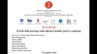 Tavola rotonda 05/11/2022 "Il ruolo dello psicologo nella riforma Cartabia: pareri a confronto"