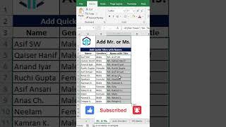 Add "Mr." and "Ms." in Excel Quikly