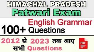 All English Grammar Questions Asked in Patwari Exam | 2012-2023 | 100+ Questions | hpexamaffairs