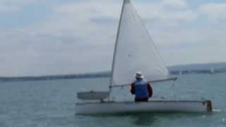 Shearwater sailing canoe, first sail in the Solent