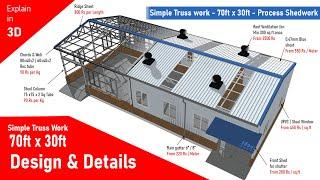 Simple truss Work - Process Shedwork - 70ft x 30 ft   metal roofing in tamil