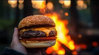  DOUBLE CHEESEBURGER - Forest ASMR Cooking