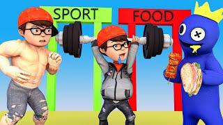 Food Run Nick Fat Boy Challenge - Scary Teacher 3D vs Rainbow Friends