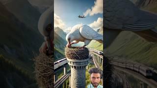 The story of the pigeon who built nest on top of a tower and then laid lots of eggs #ai #pigeon