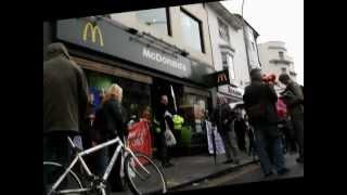 Workfare Protest Mcdonald's Brighton London Road.wmv