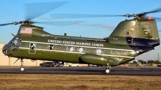 Rare CH-46E Helicopter in HMX-1 Presidential Colors UP Close Landing and takeoff