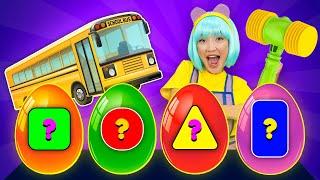 The Wheels on The Bus Song | Surprise Eggs | Tigi Boo  Nursery Rhymes & Kids Songs