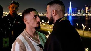 HEATED! Anesongib vs Slim Albaher • FIRST FACE OFF IN QATAR | Misfits Boxing