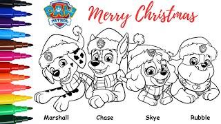 Paw Patrol Christmas Coloring Pages | Chase, Rubble, Skye, Marshall | #pawpatrol