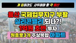 개 집이라도 사두어야 할 각 용산 / 앞이 용산 국제 업무지구 /  1억원 초반 투자 대박 각 / 원효로3가 주상복합아파트 회사보유 분