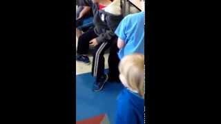 Caleb at Ebin's school.  April 2014